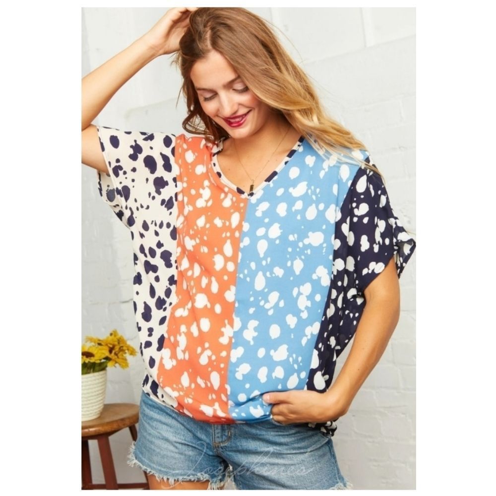 Multi Vertical Animal Print Top